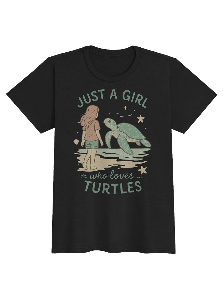 Girl and Sea Turtle Illustration – Cute Ocean Animal Lover Vintage Pastel Beach Design product image (2)