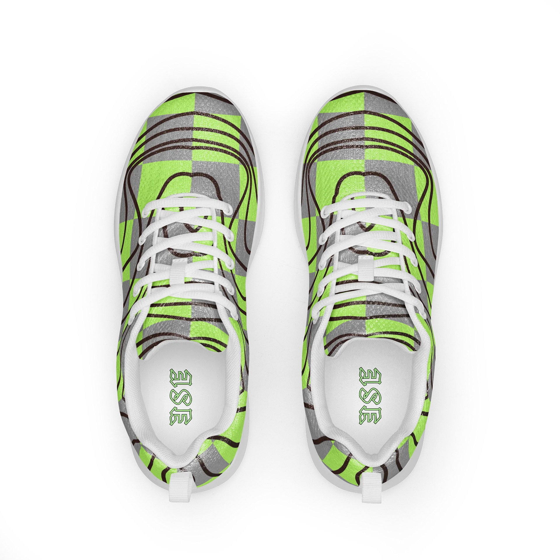 Neon-Vortex: Retro-Checker Sneaker Men's Athletic Shoes product image (4)