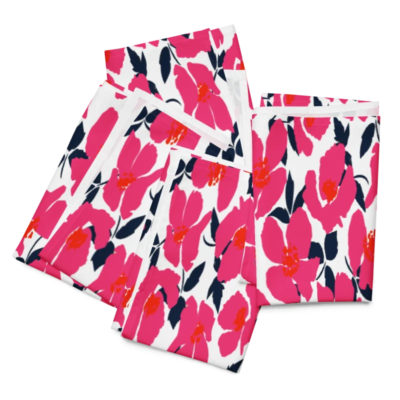 Fuchsia Navy Abstract Floral Napkin Set (4) – 20"x20", Soft Broadcloth, Modern Design product image (5)