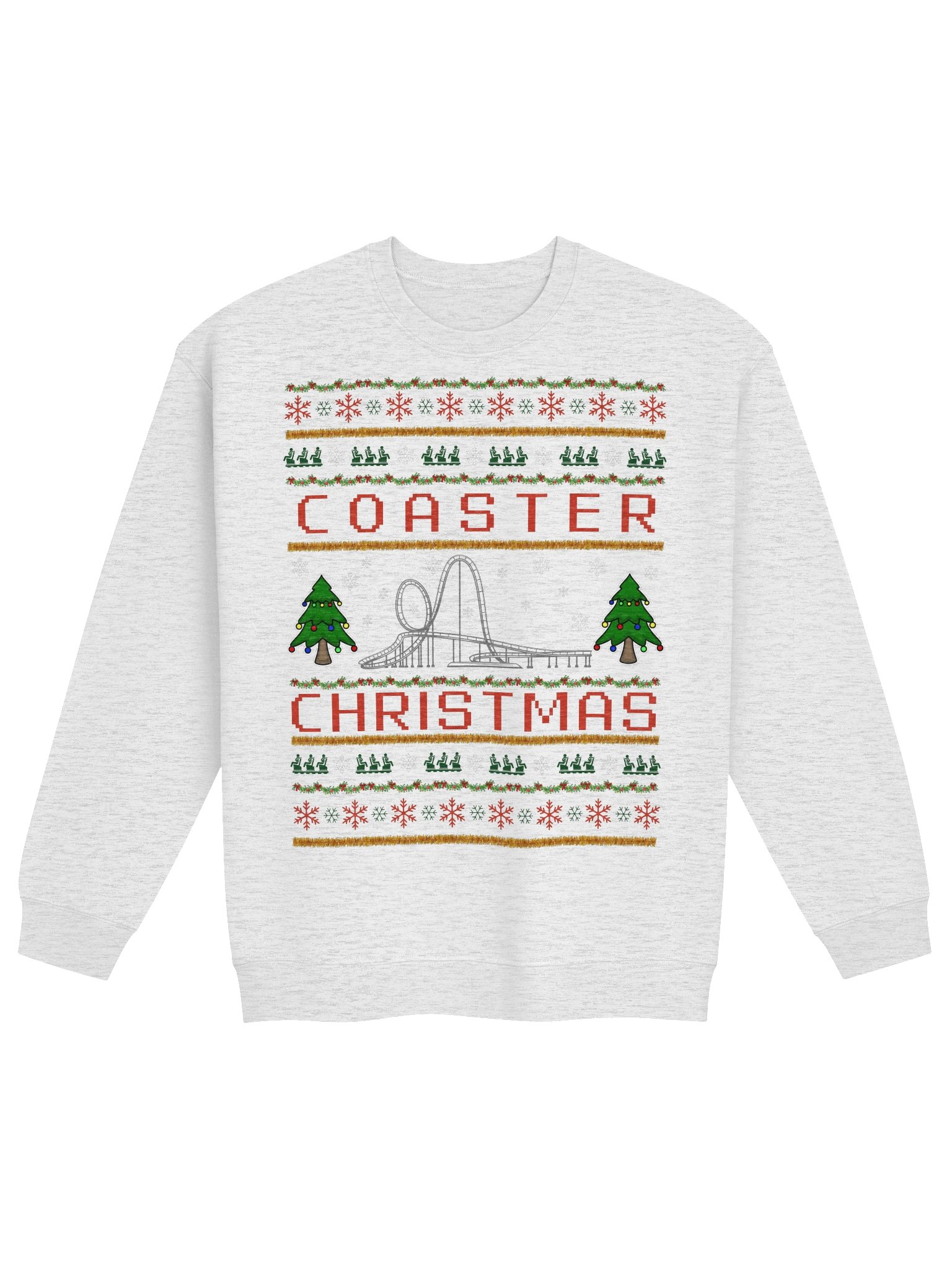 Roller Coaster Ugly Christmas Sweater – Festive Coaster Design in Ash Grey product image (1)