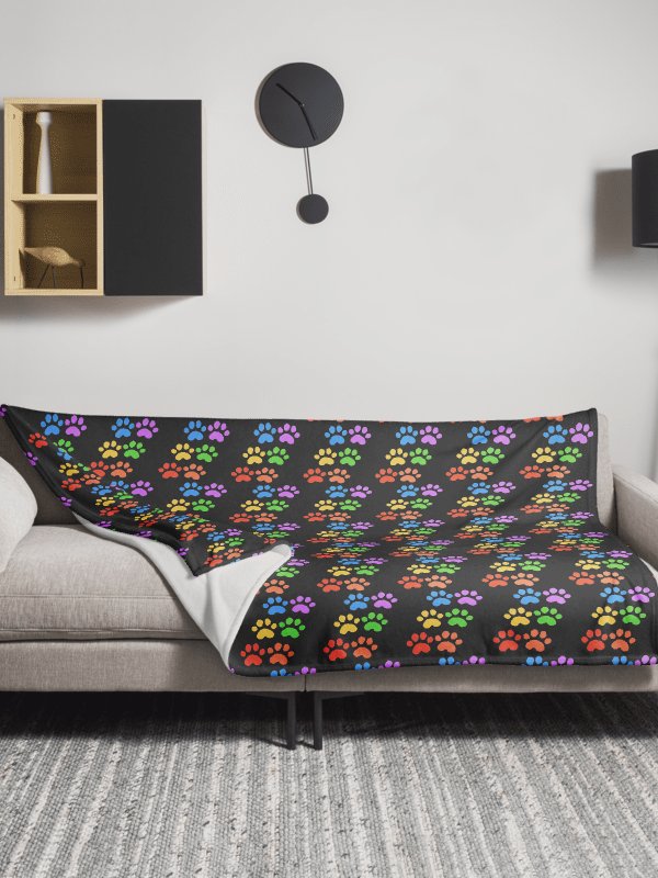 All Around Paw Prints Rainbow Throw Blanket product image (5)