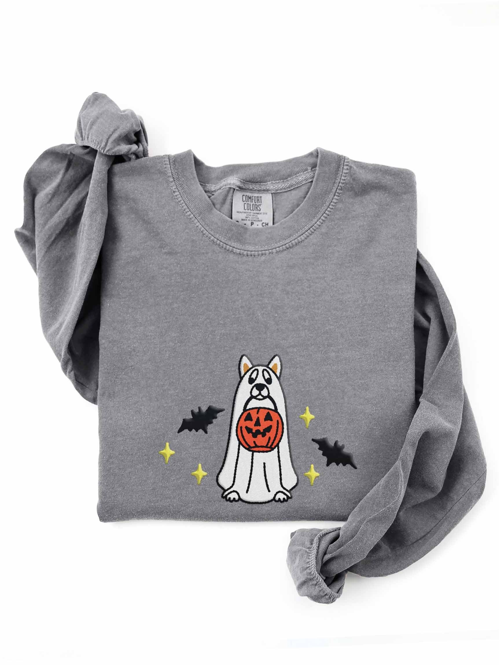 Halloween Japanese Shiba Inu(White) Embroidered Long-Sleeve T-Shirt product image (1)