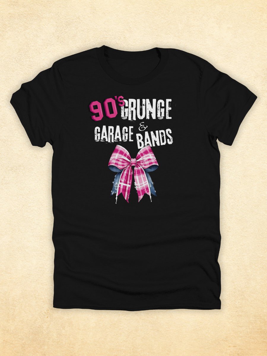 90's Tee For Women | Grunge & Garage Bands | Pink Plaid Coquette T-Shirt product image (2)