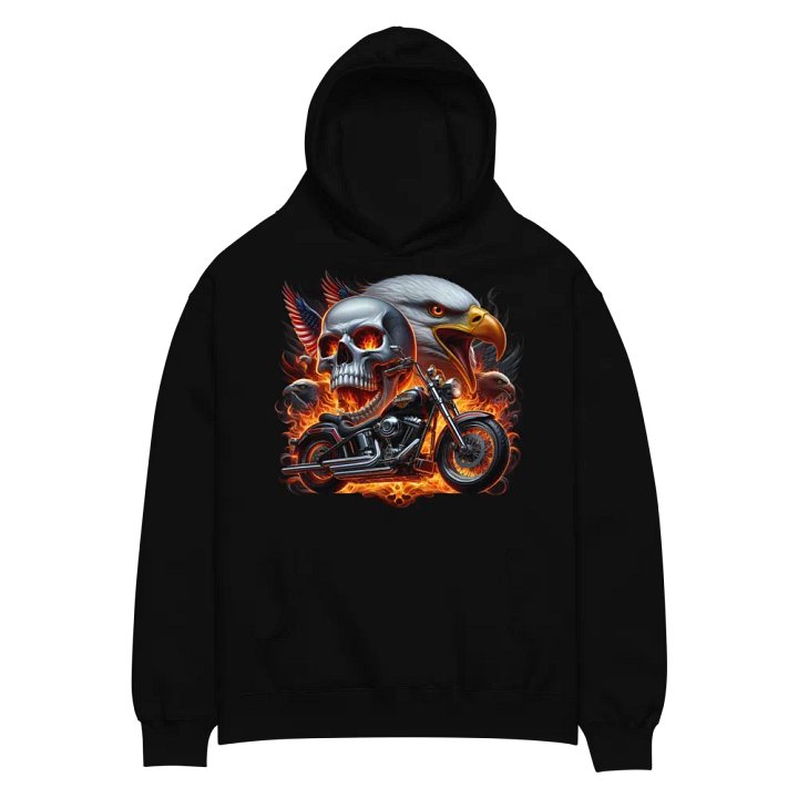 Eagle Skull Motorcycle Oversized Hoodie #2 product image (2)
