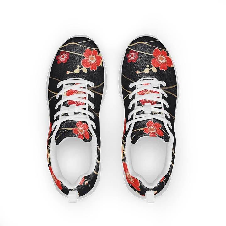 Japanese Kimono Floral Women's Athletic Shoes | Black Cherry Blossom Sneaker product image (2)