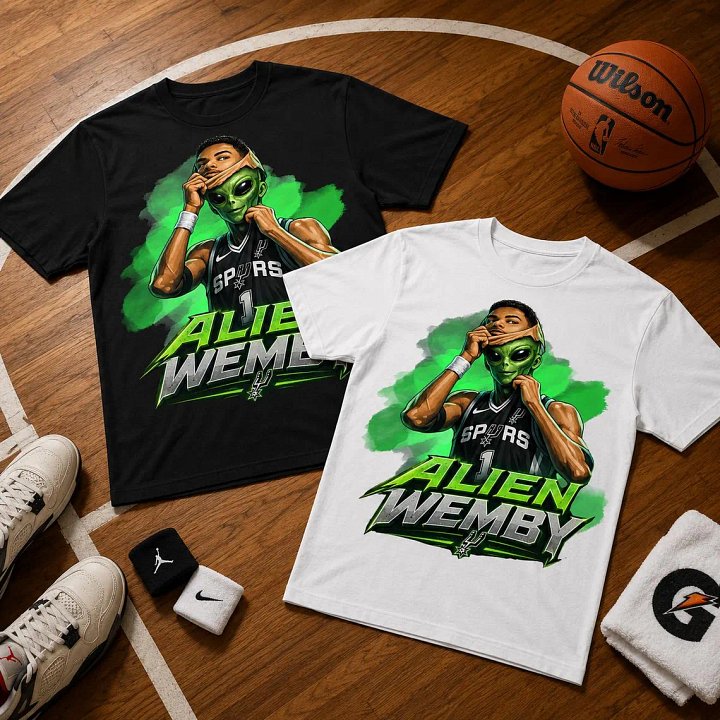 Wemby Alien T-Shirt | Victor Wembanyama San Antonio Basketball Graphic Tee product image (2)