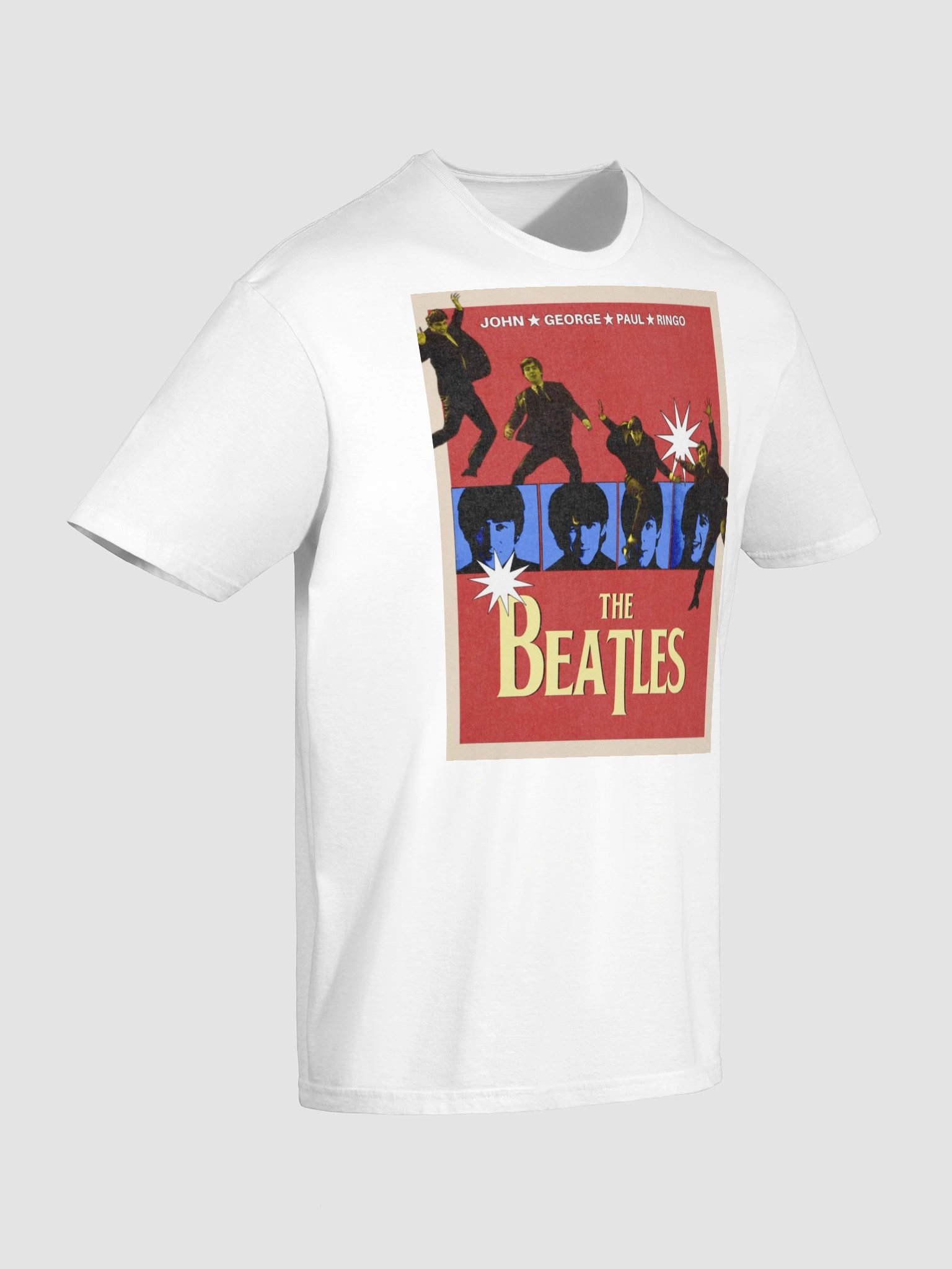 The Beatles Pop Art T-Shirt | Vintage Red & Blue Rock Band Poster Graphic Tee product image (10)