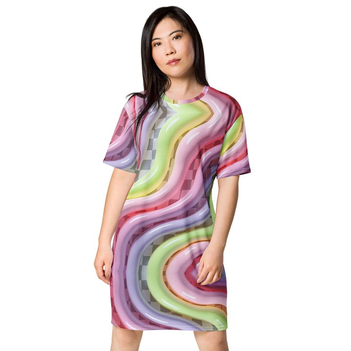 Glossy Ripples Pastel T-Shirt Dress product image (1)