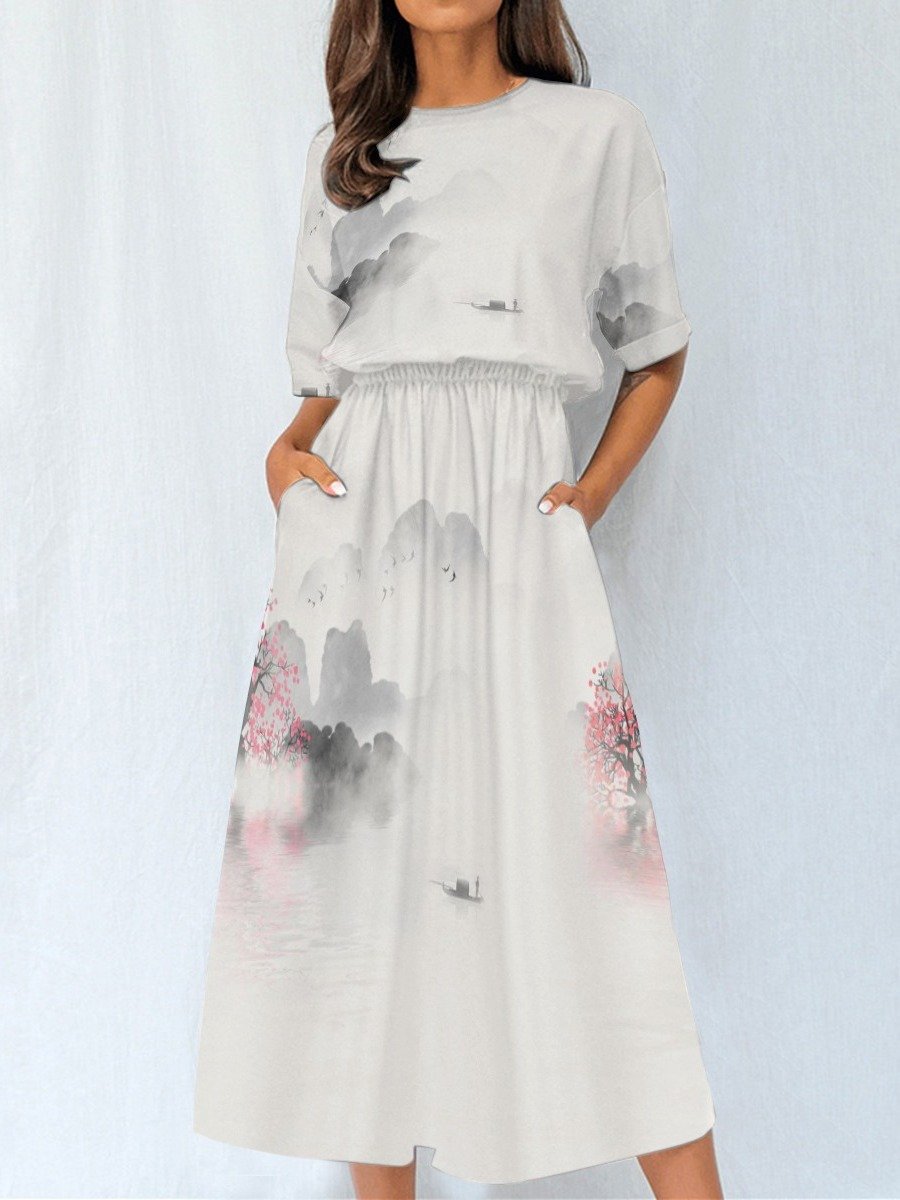 Blossom Mist Landscape Midi Dress product image (3)