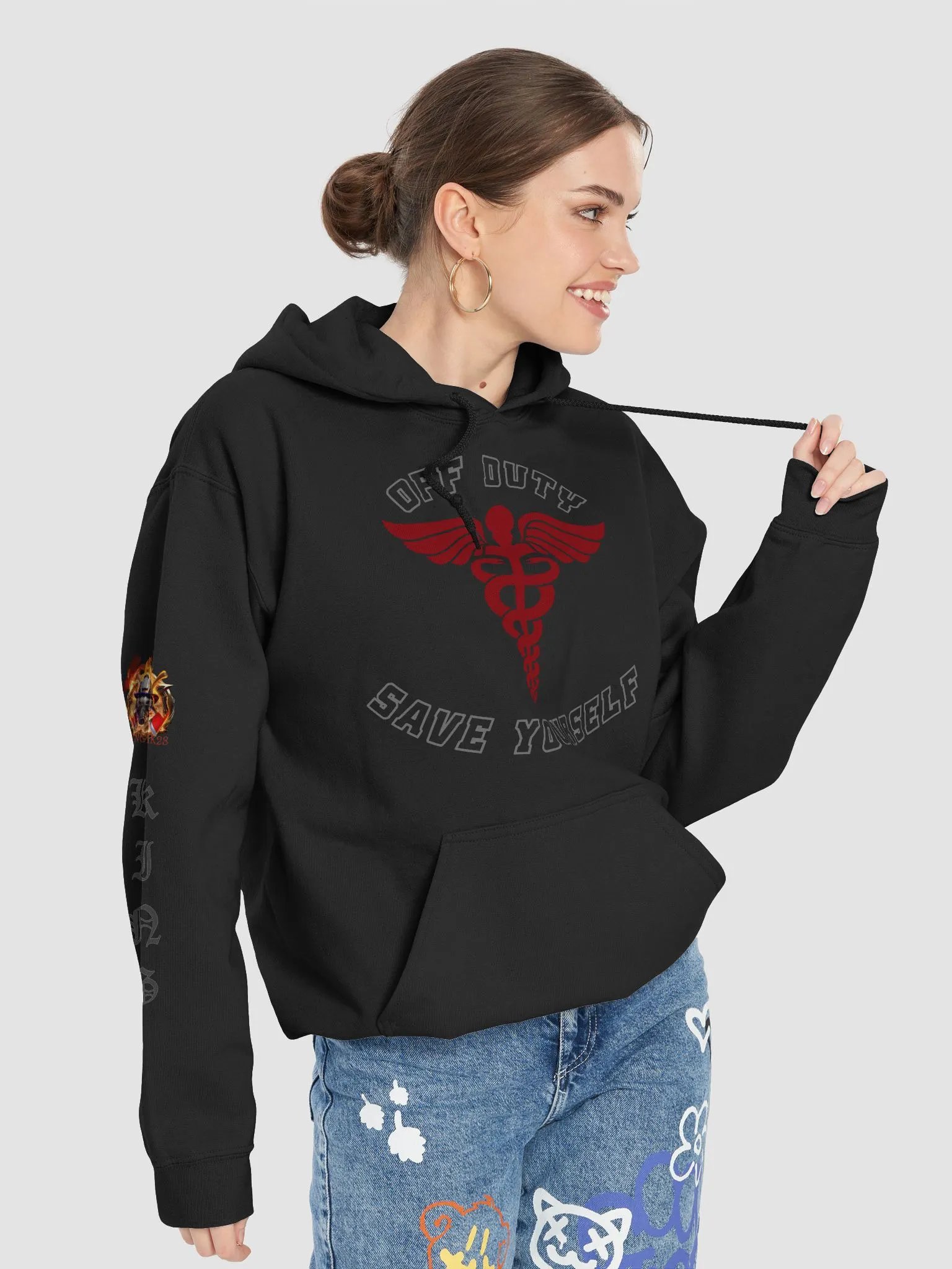 "Off Duty, Save Yourself" Nurse Hoodie product image (6)