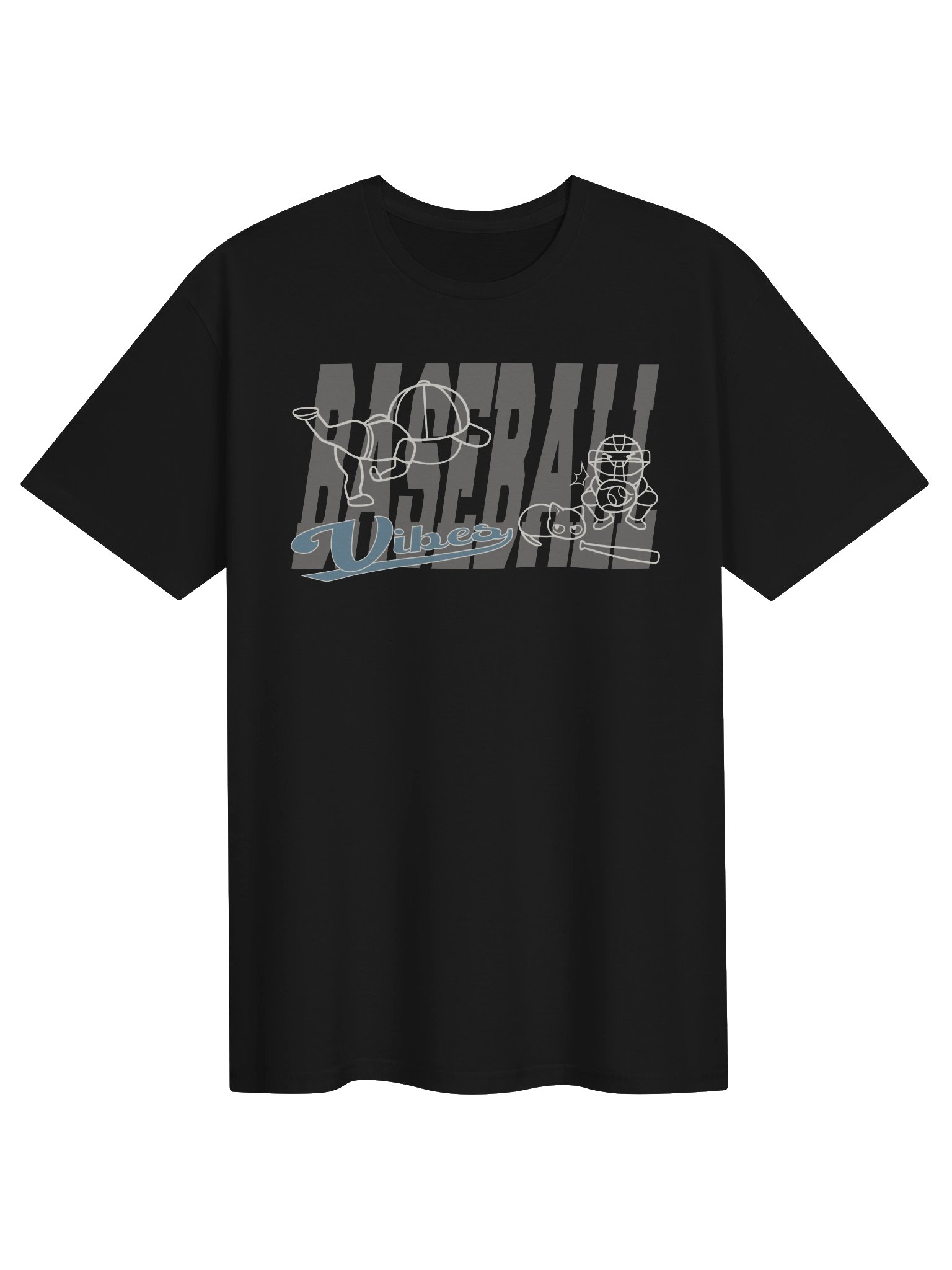Baseball Cat (Baseball Vibes) - Unisex Adult Super Soft Lightweight T-shirt product image (1)