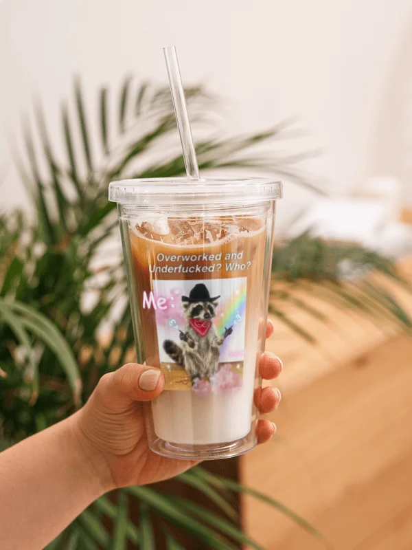 Overworked and... - Raccoon Tumbler product image (1)
