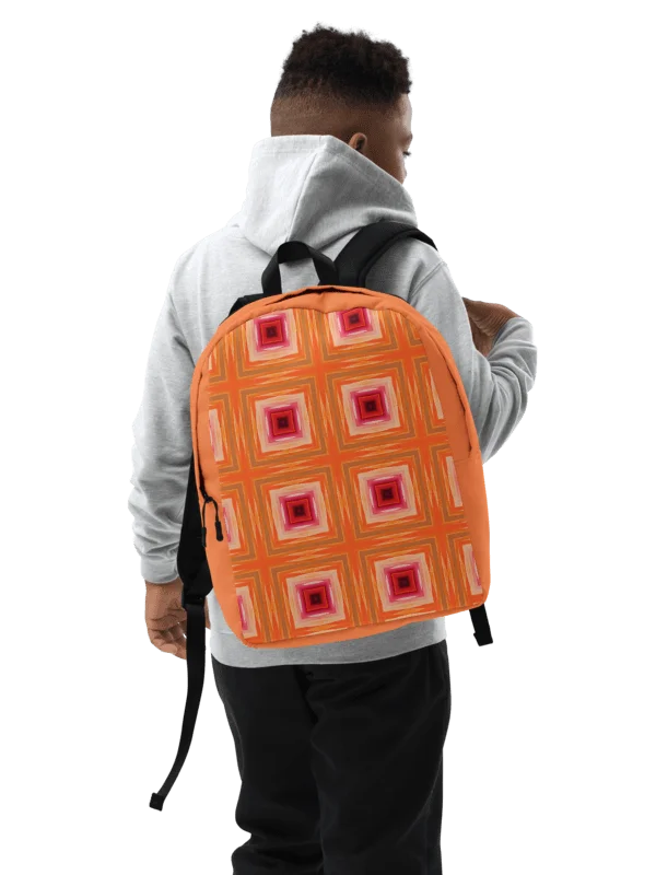 Retro Orange Geometric Backpack Minimal Pattern Everyday Bag product image (10)