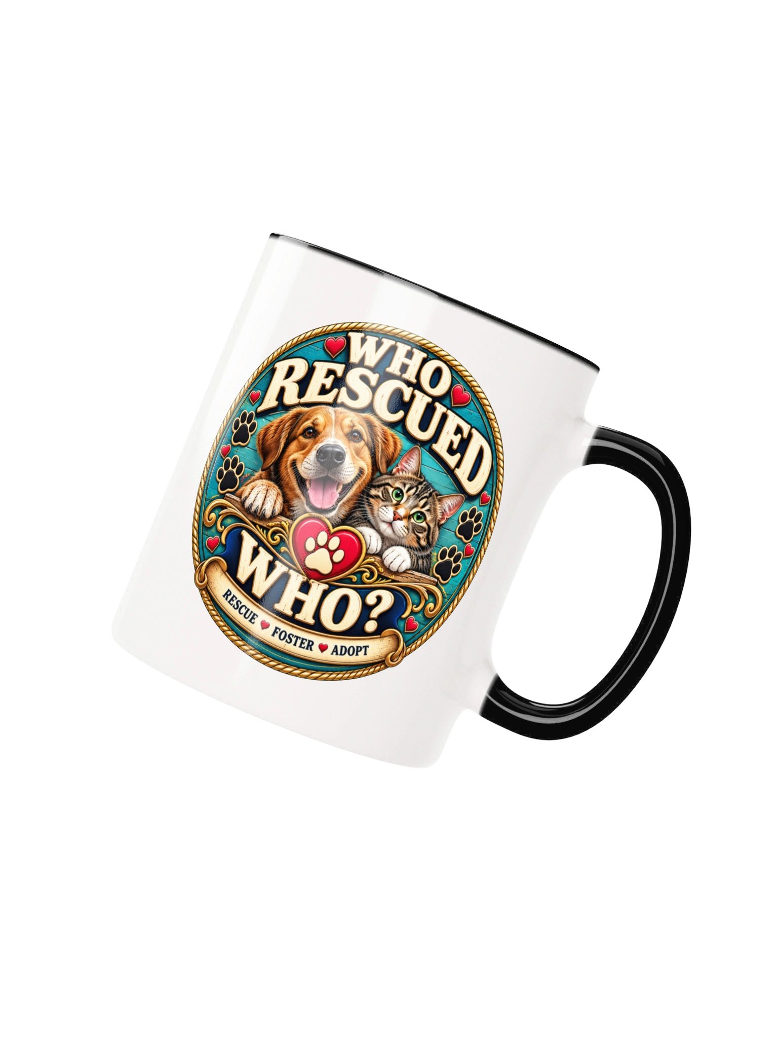 Who Rescued Who? Rescue Pet Two Color Mug product image (2)