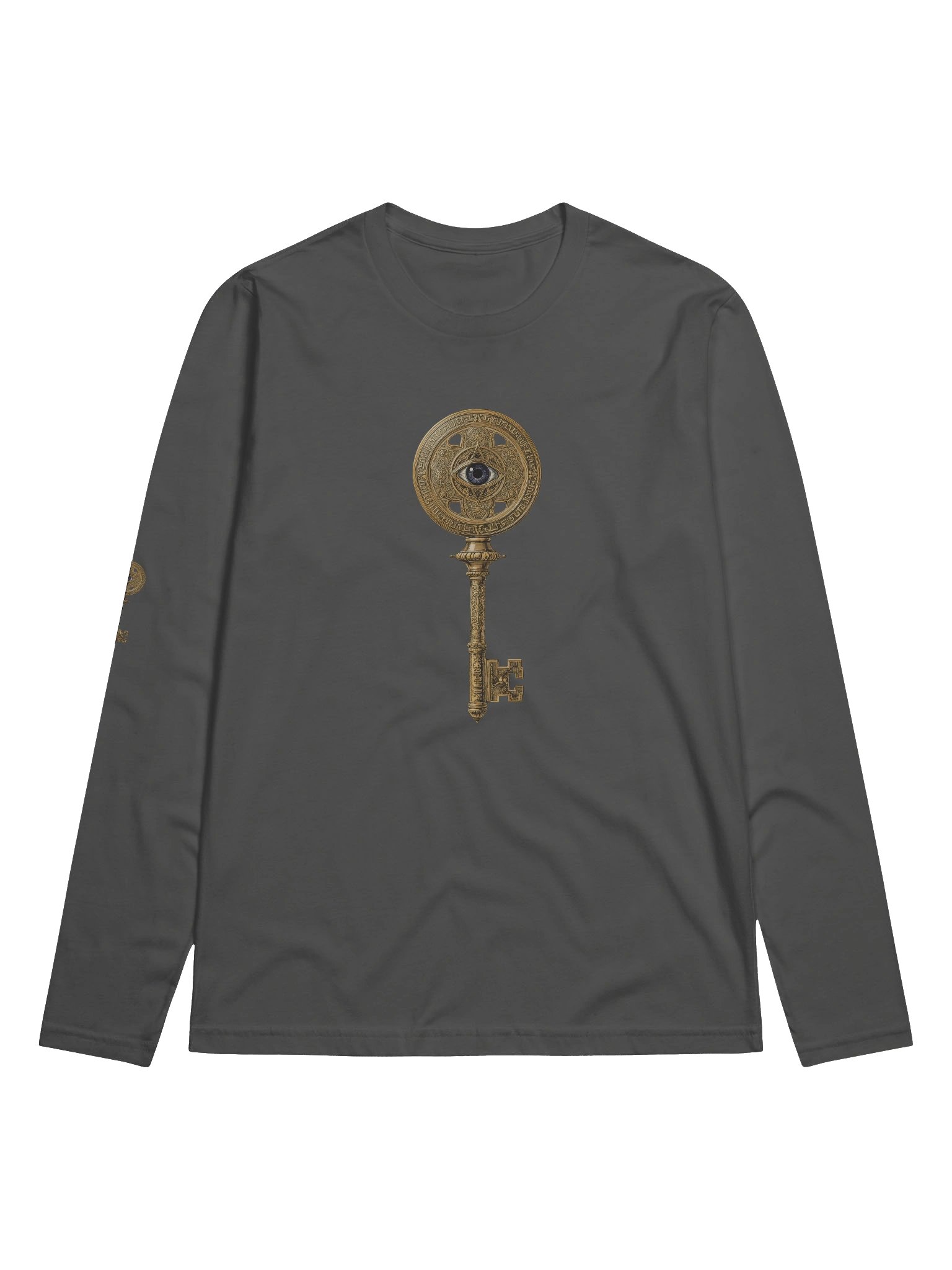 The Gatekeeper’s Key – Heavy Metal Sigil Line Edition (Front + Right Sleeve Print) | Premium Fitted Long Sleeve product image (1)