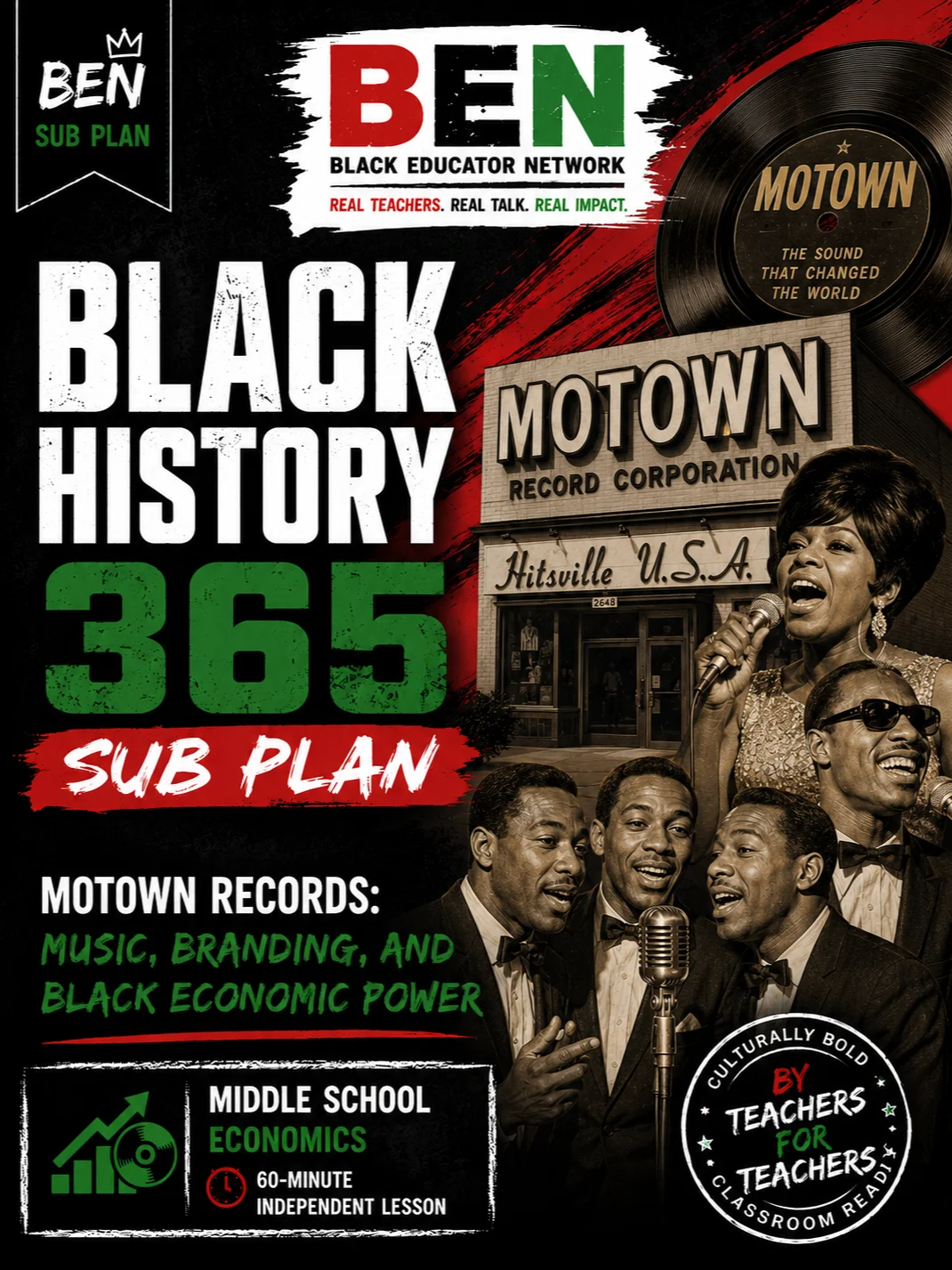 Black History 365 Sub Plan: Motown Records: Music, Branding, and Black Economic Power| Middle School Economics| 60-Minute Lesson product image (1)