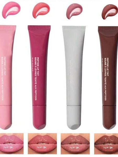 4 Pcs Peptide Lip Tint, Sheer Color And Hydrating Finish Clear Lip Oil, Long Lasting Hydrating Lip Gloss Tinted Lip Balm Non-Sticky Revitalizing, Transparent Lip Care Oil For Dry Lip, 3 Fl Oz,10ml product image (1)