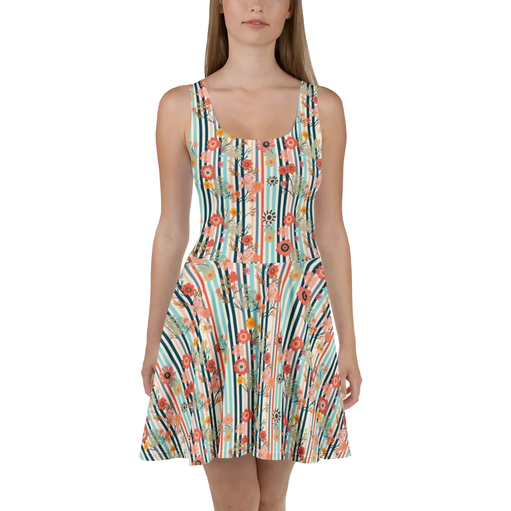 Eclectic Floral Stripe Skater Dress product image (2)