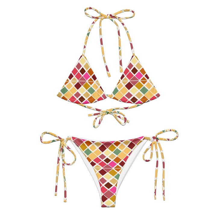 Colorful Square Pattern Design String Bikini - v5 product image (2)