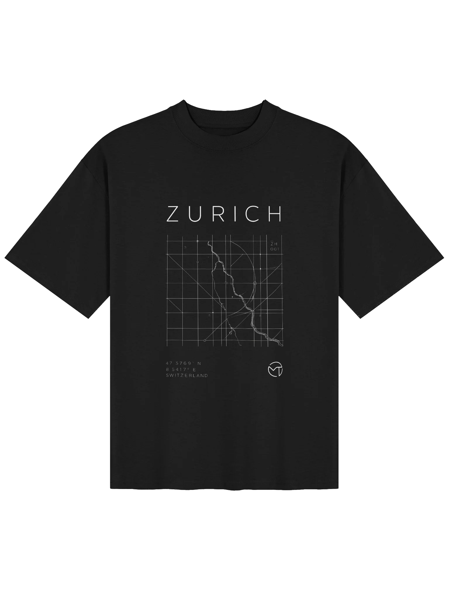 ZURICH Grid System Tee – Swiss Technical Map Premium T-Shirt product image (1)