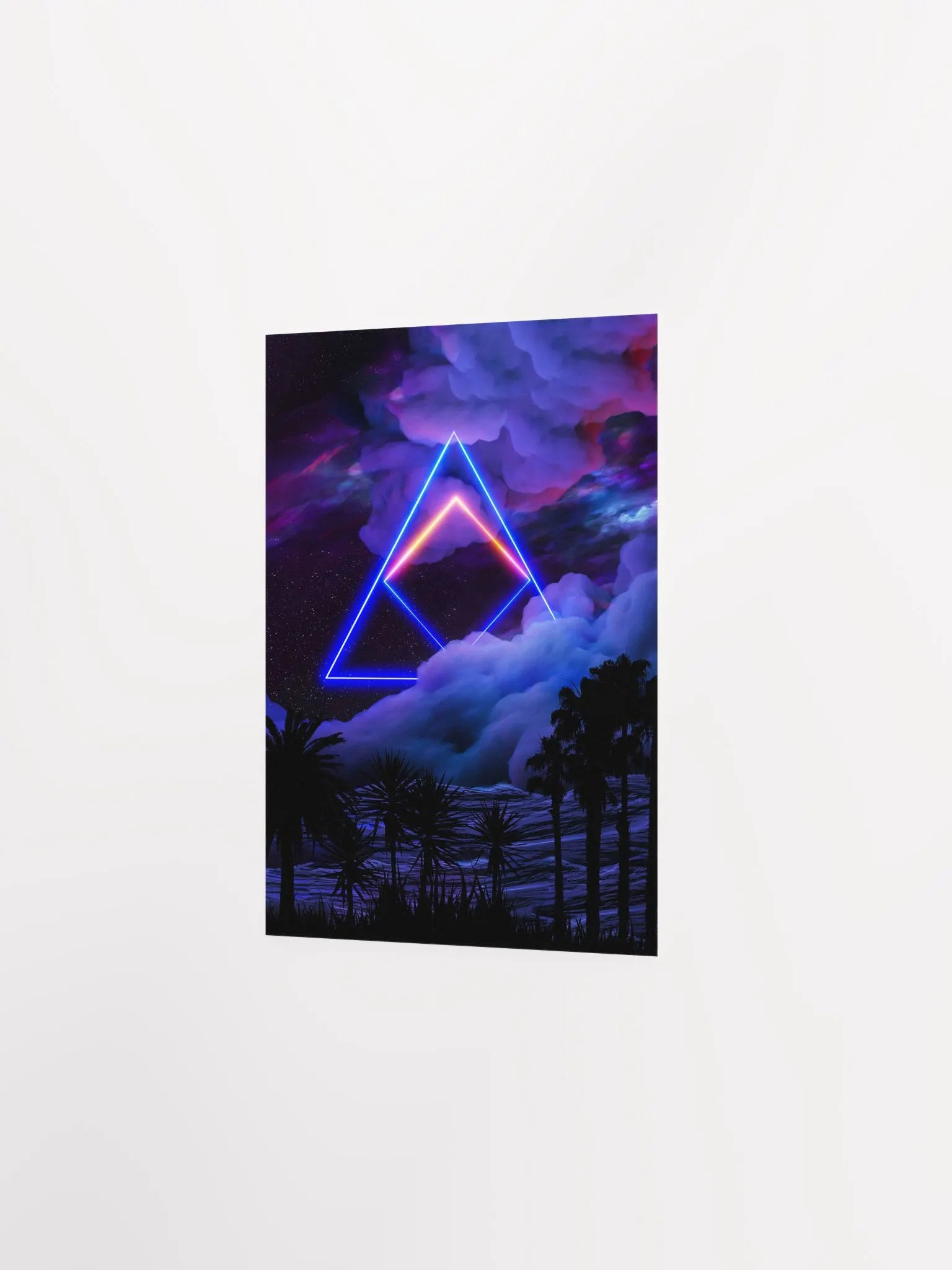 Neon palms landscape: Triangle [synthwave/vaporwave/cyberpunk] — Aesthetic retrowave poster product image (8)
