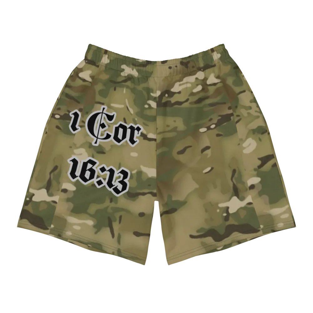 Faithful Camo: 1 Corinthians 16:13 Unisex Athletics Shorts - Multicam product image (11)