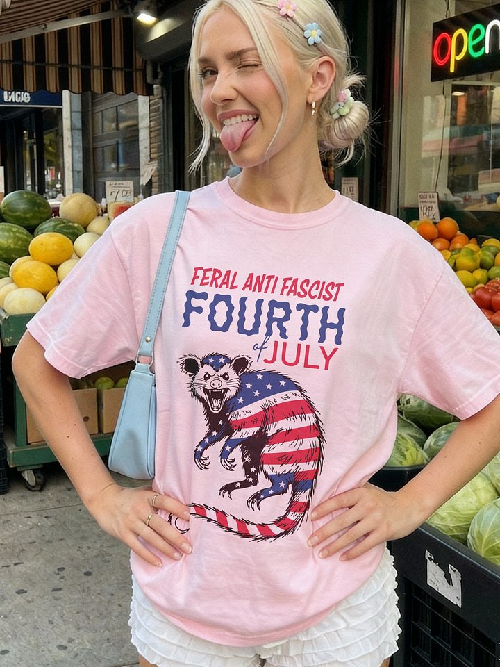 Feral Opossum Anti Fascist Fourth Of July T Shirt product image (32)