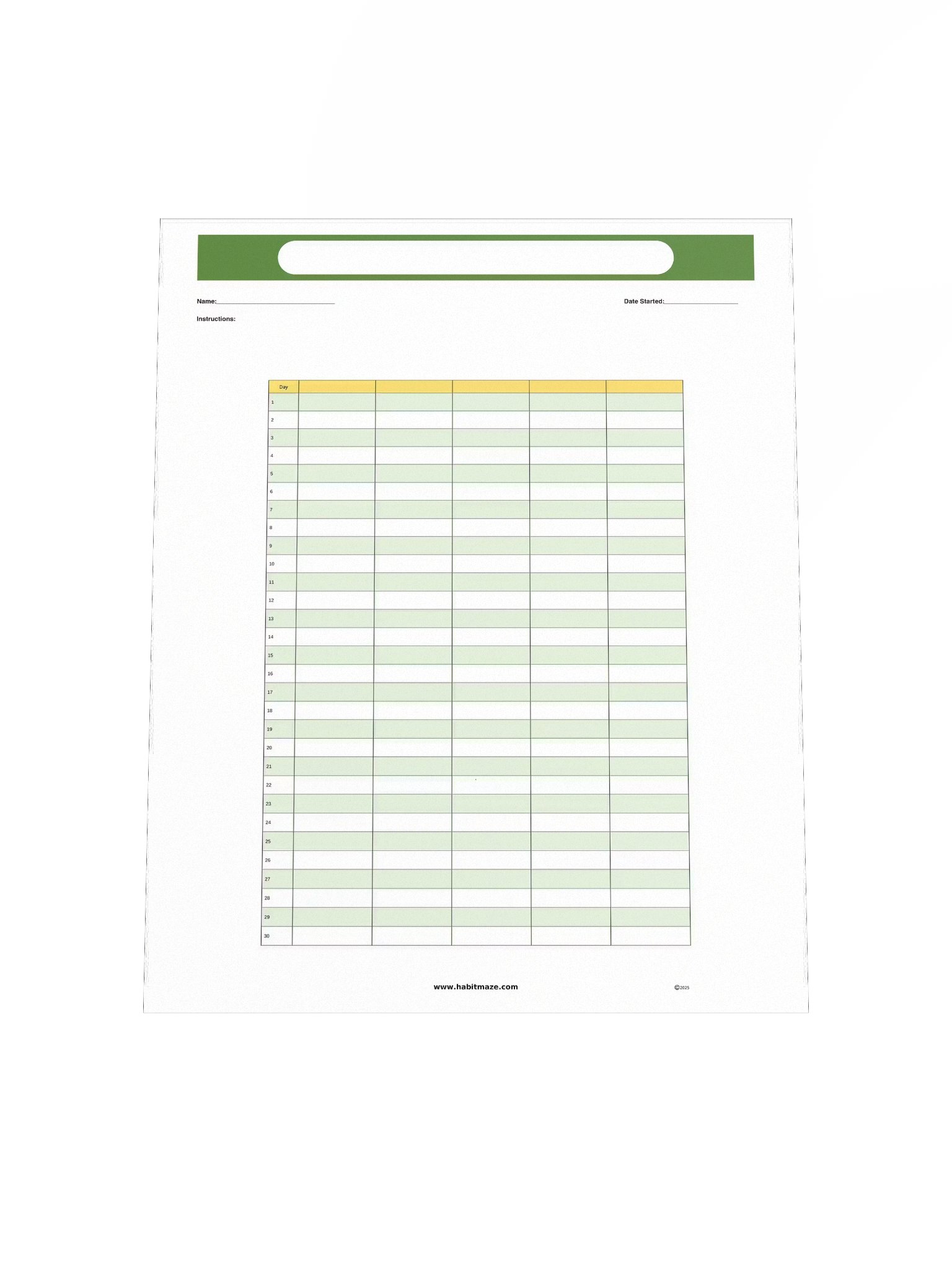 30 Day Blank Planner Chart (5 columns) product image (5)