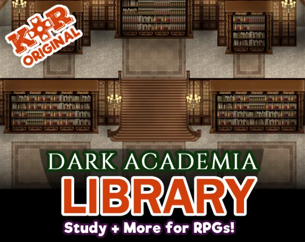 KR Dark Academia Library Tileset with Study for RPGs product image (1)