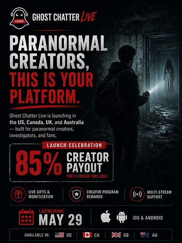 We are extending our Ghost Chatter Creator program to the US, CA, AU and GB at launch on May 29th and will be expanding to mo...