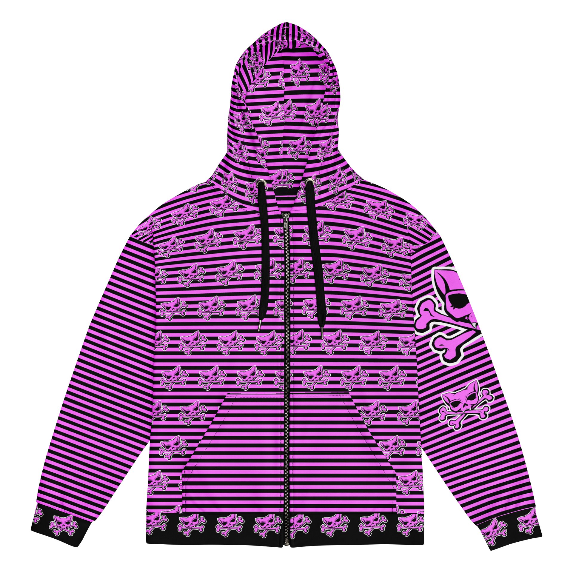 Pink and Blaque Kat Skull Remix Stripped Hoodie product image (1)