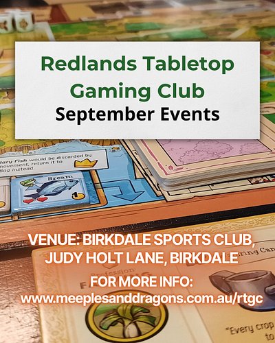 Redlands Tabletop Gaming Club - September sessions are locked in 🎉

🎲 Sunday D&D & Board Games: September 6, 20
🎲 Friday N...