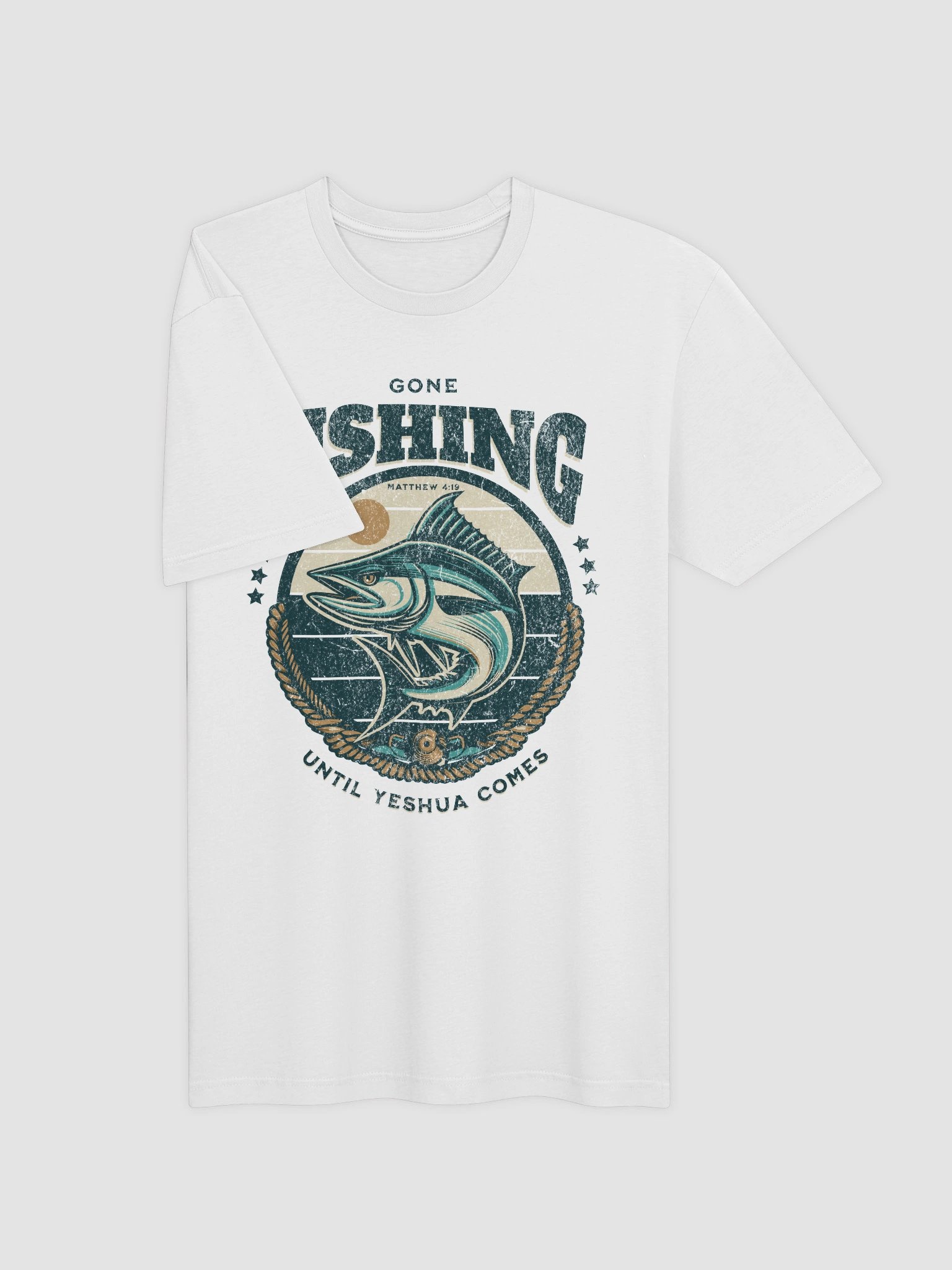 Gone Fishing Until Yeshua Comes - Grandpa Tee product image (3)