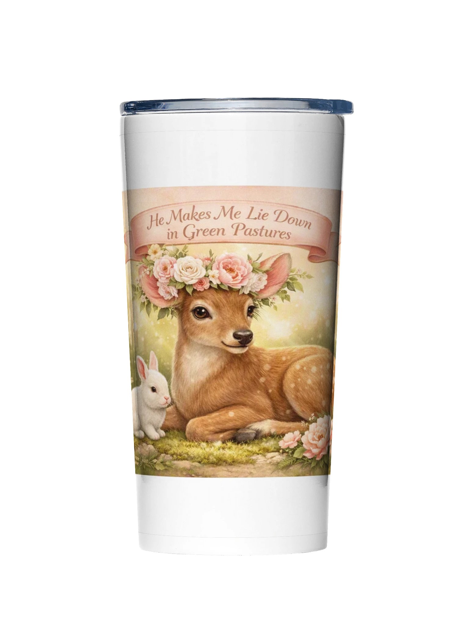 He Makes Me Lie Down in Green Pastures Tumbler product image (1)