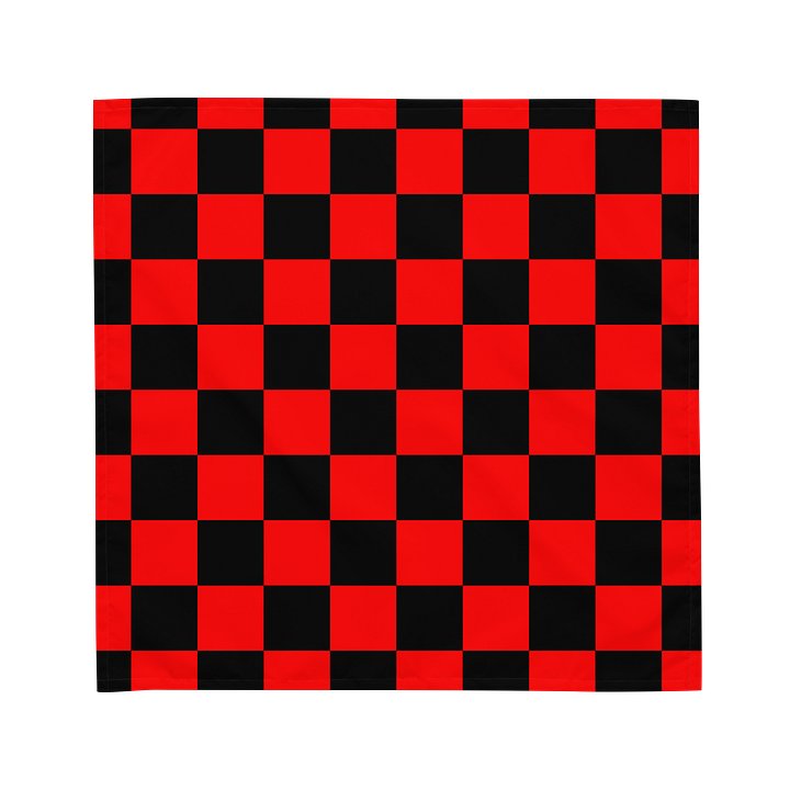 Red Black Checkerboard Bandana, Circus Style Checkers Accessory product image (3)