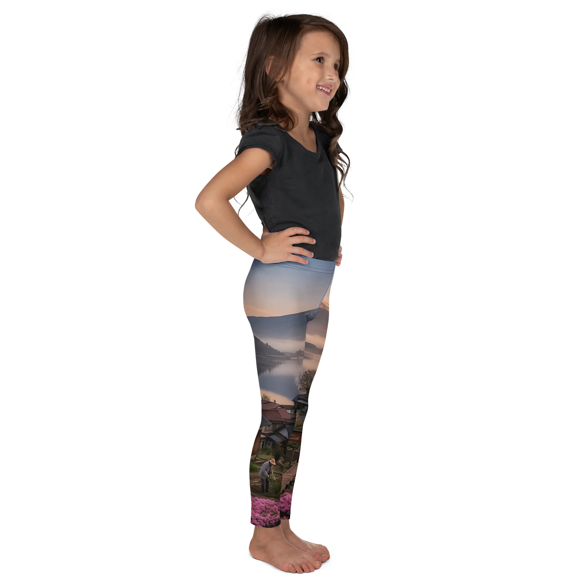 Mount Fuji & Japanese Village Kids Leggings | All-Over Print Stretch Pants product image (8)