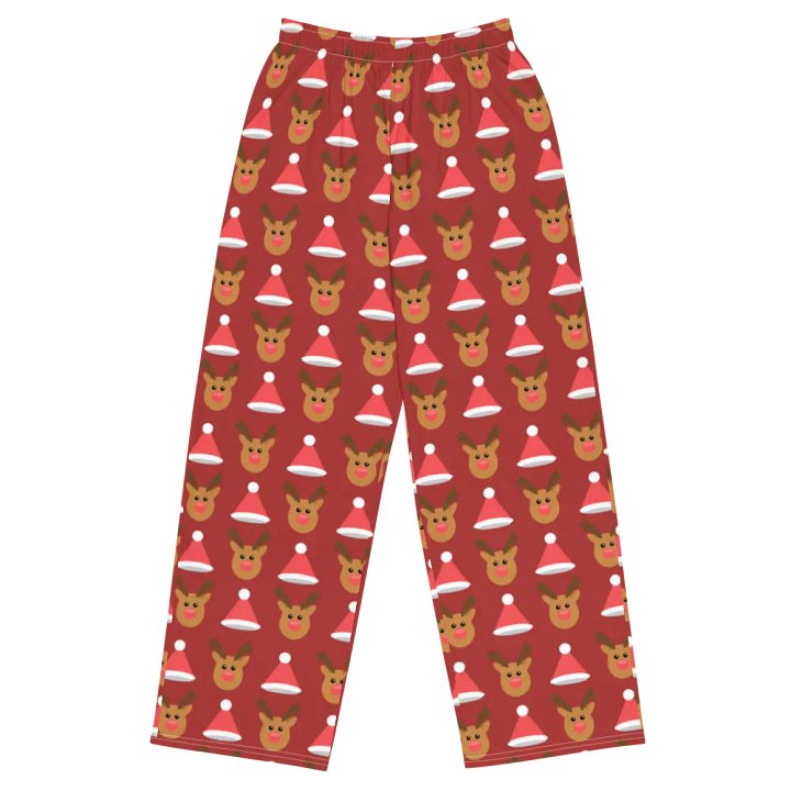 Festive Reindeer & Santa Hat Wide-Leg Pants product image (1)