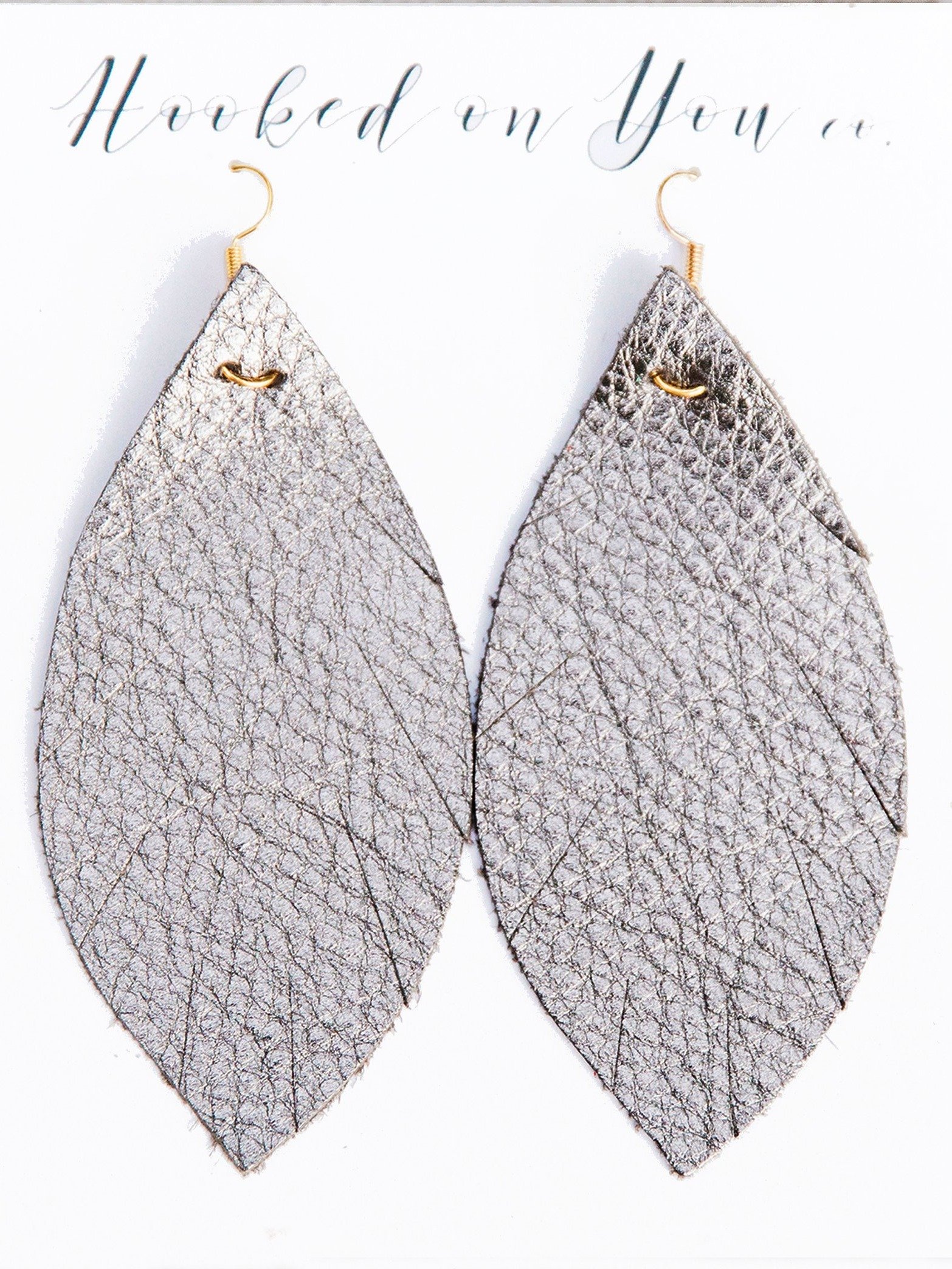 Gunmetal Silver Showstopper Leather Earrings product image (2)