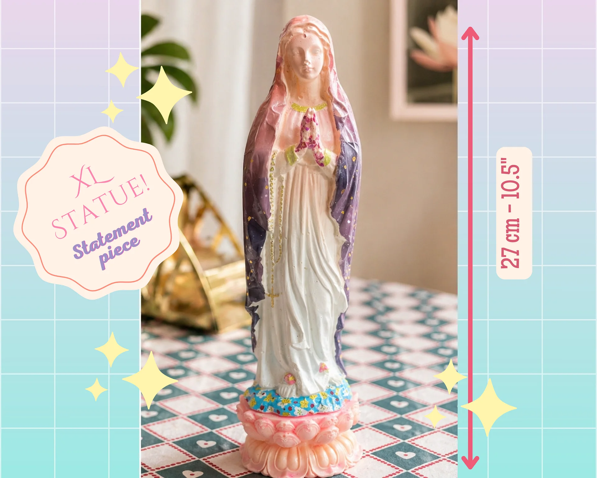 Hand-Painted Virgin Mary Statue 27cm product image (2)