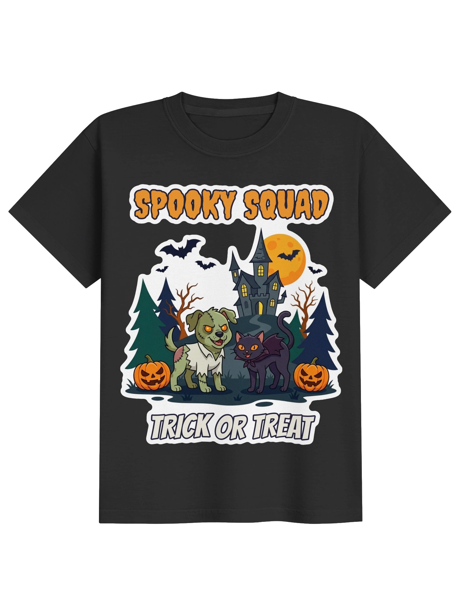 Spooky Squad Kids Halloween T-Shirt – Zombie Dog & Vampire Cat Trick or Treat Youth Tee, Cute Boys & Girls Halloween Shirt product image (1)
