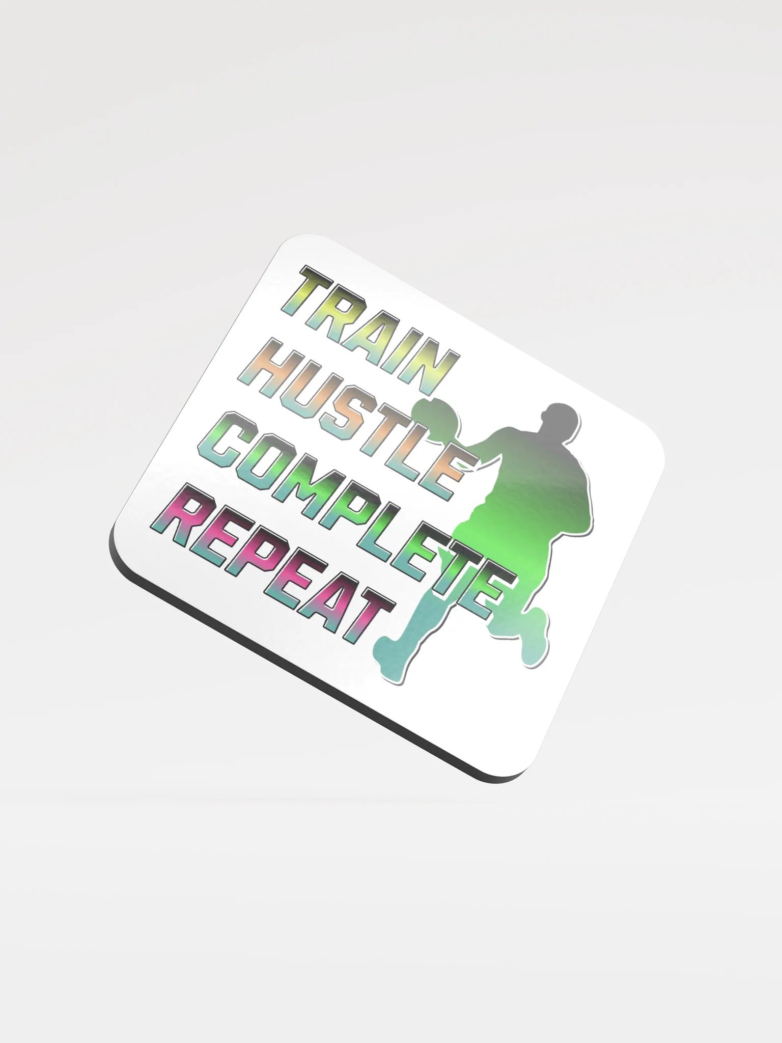 Train Hustle Complete Repeat Basketball Gradient Cork Coaster product image (2)