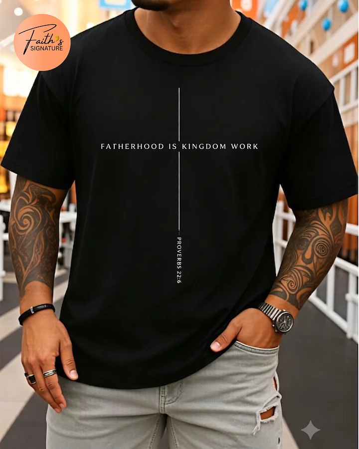 Fatherhood Is Kingdom Work Christian Shirt | Proverbs 22:6 Faith-Based Dad Tee | Biblical Fatherhood Apparel | Christian Father's Day Gift product image (1)