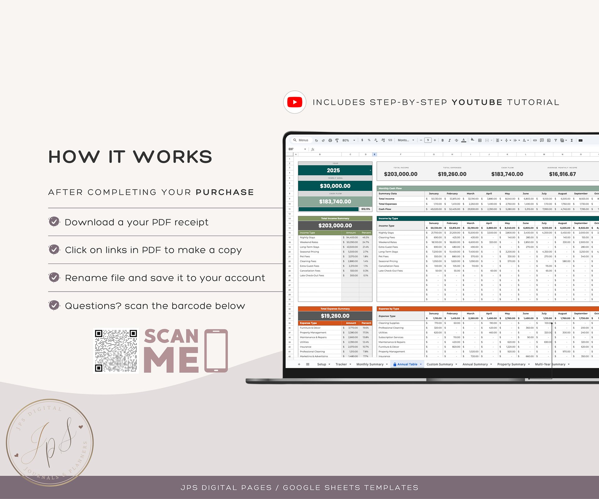 Airbnb Income and Expense Tracker Template | Google Sheets Template product image (10)