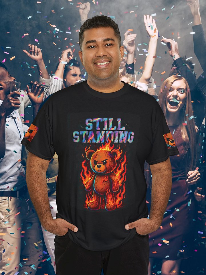 Still Standing Fire Bear PNG – Angry Teddy Clipart for Shirts & Journals – Burnt Flame Teddy Design product image (1)