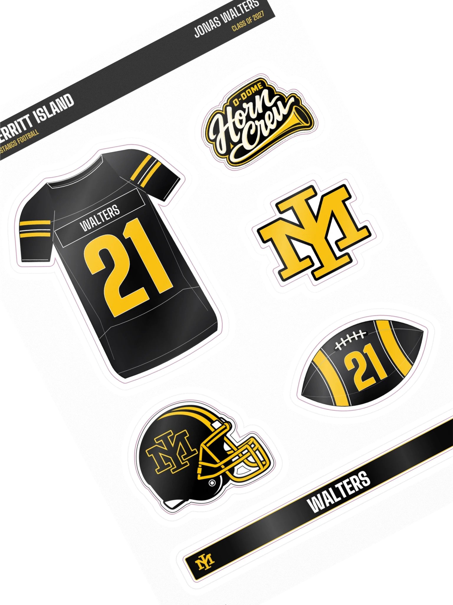 Jonas Walters #21 — Mustangs Sticker Sheet product image (1)