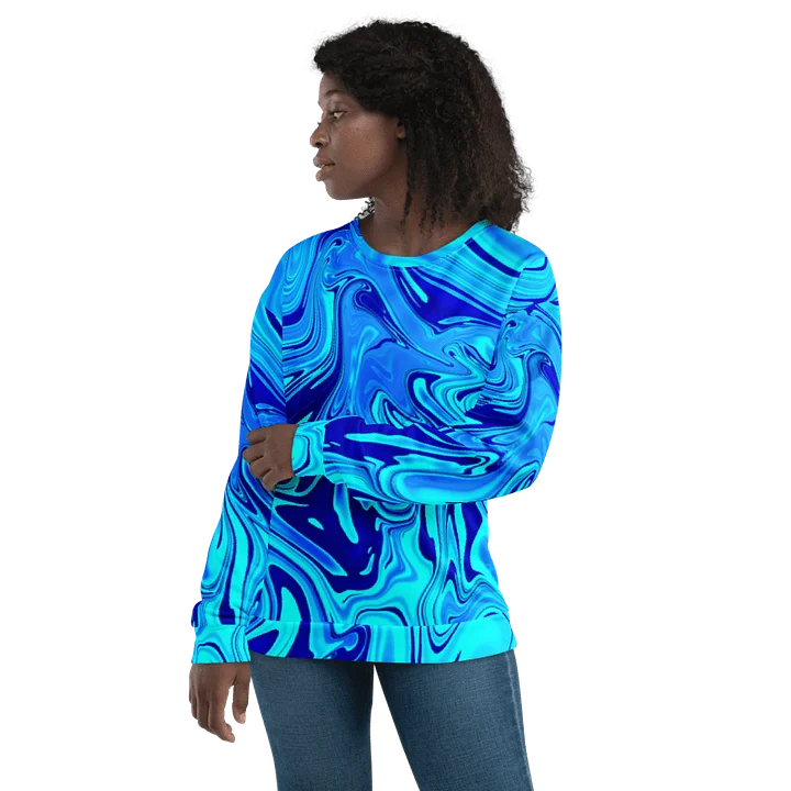 Sweatshirt - Light and Dark Blue Digital Fluid Art product image (1)