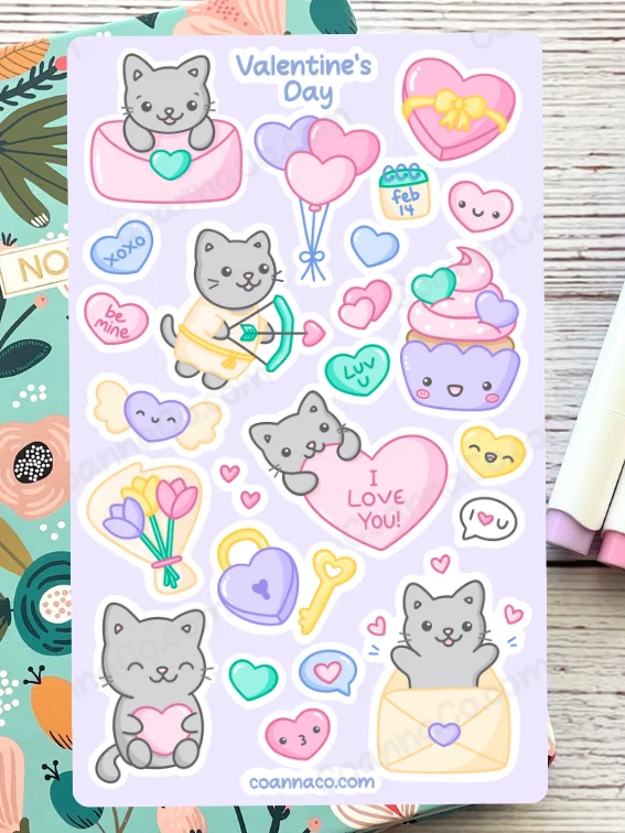 Valentine's Day Coloring Sticker Sheet product image (2)