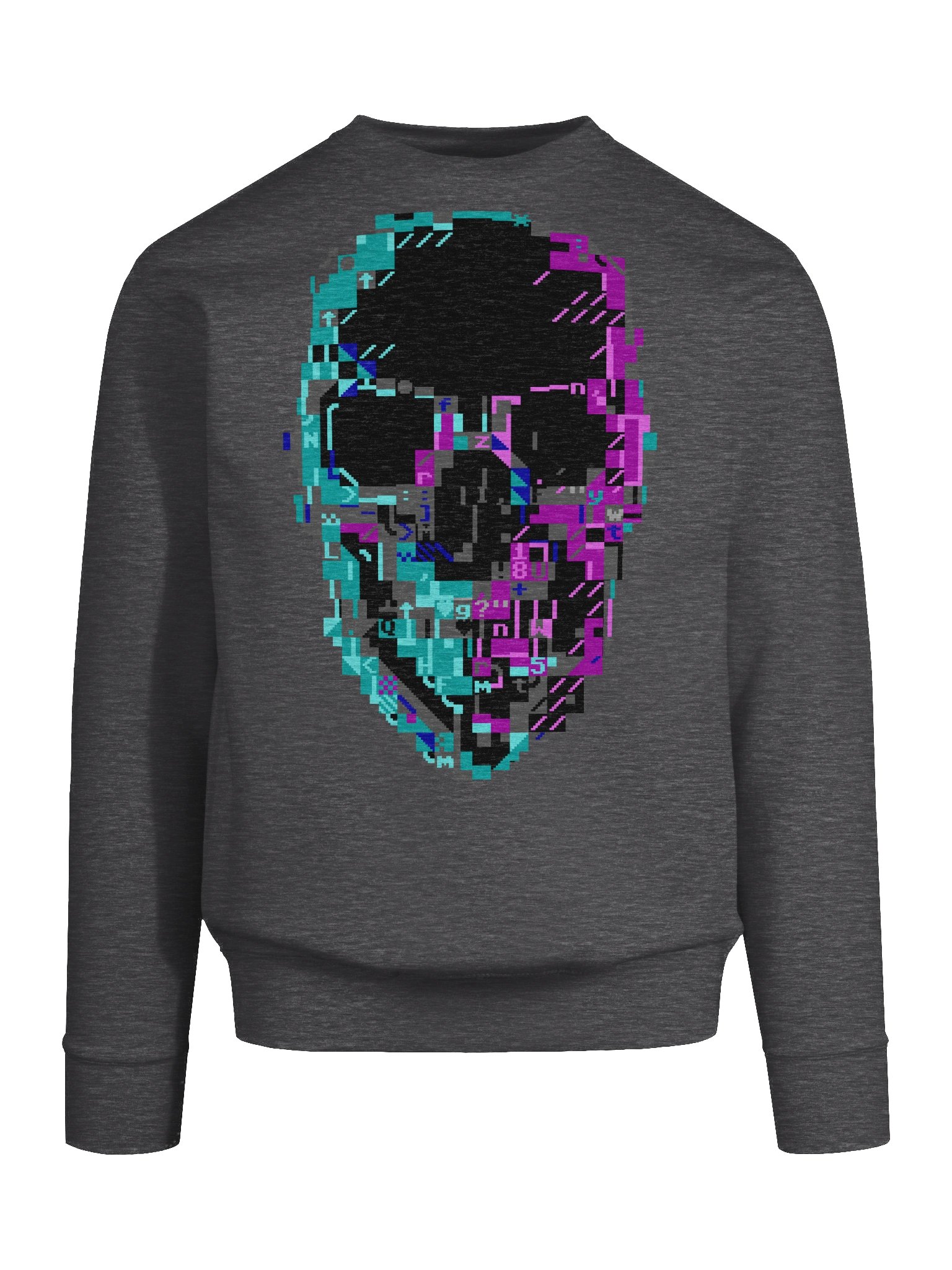 Cyberpunk ASCII Glitch Skull Sweater product image (9)