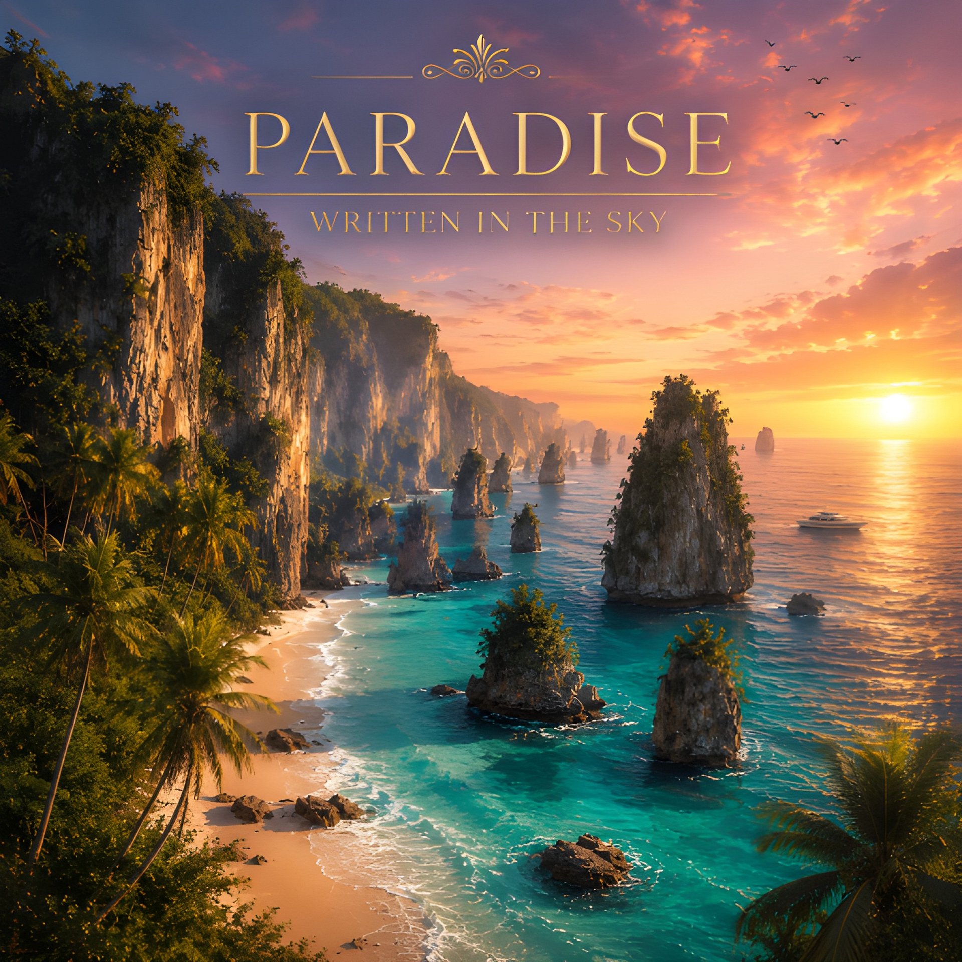 Paraside Written in The Sky| Tropical Sunset Oil Painting Digital Download product image (2)
