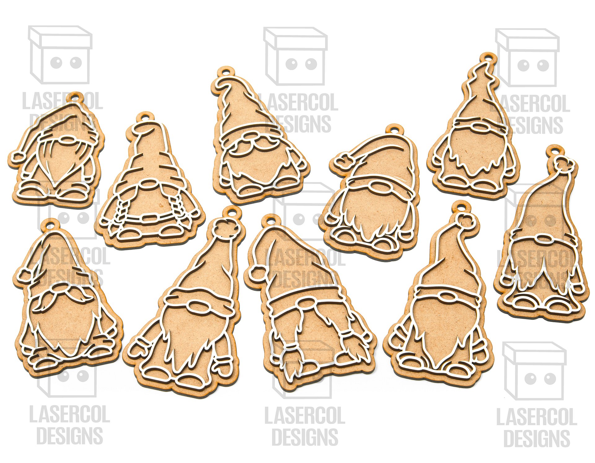 Gingerbread Gnomes Christmas Ornaments (10 Styles) - Laser Cut Files product image (3)